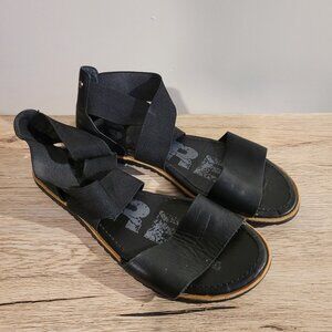 Sorel Women's Ella II Sandals in black full-grain leather SZ 8